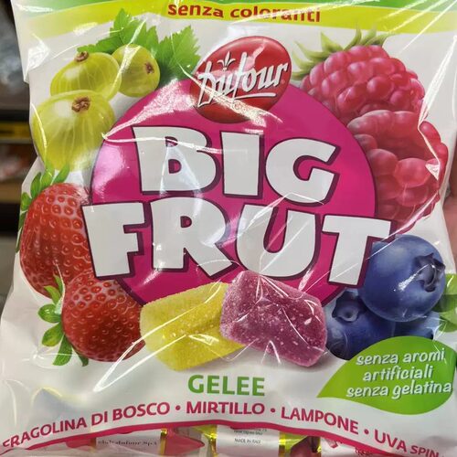 意大利进口零食糖果BIG FRUT混合水果软糖柠檬 黑莓 草莓蜜桃150g