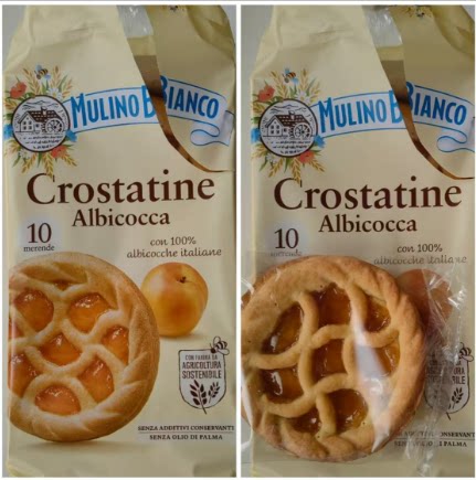 现货 意大利mulino bianco杏子/巧克力酱馅饼点心甜品10个装400G