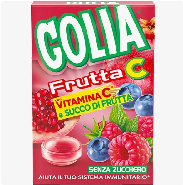 意大利GOLIA VEITAMINA C糖硬糖蓝莓石榴夹心水果糖无糖配方2盒装