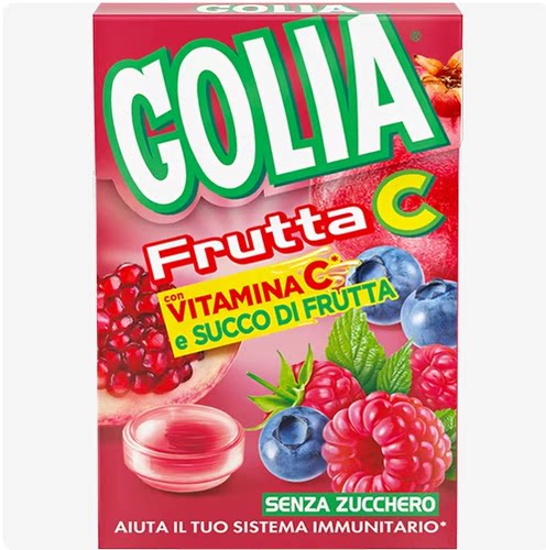 意大利GOLIA VEITAMINA C糖硬糖蓝莓石榴夹心水果糖无糖配方2盒装
