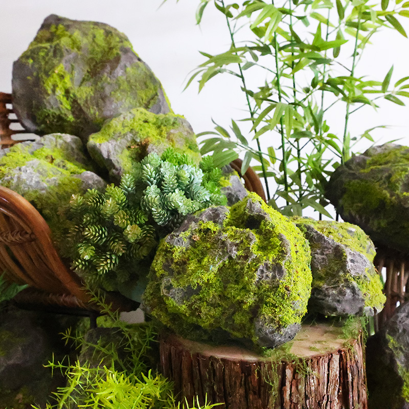 仿真苔藓石头造景绿植假山青苔泡沫假石景观石拍摄道具婚庆舞台墙
