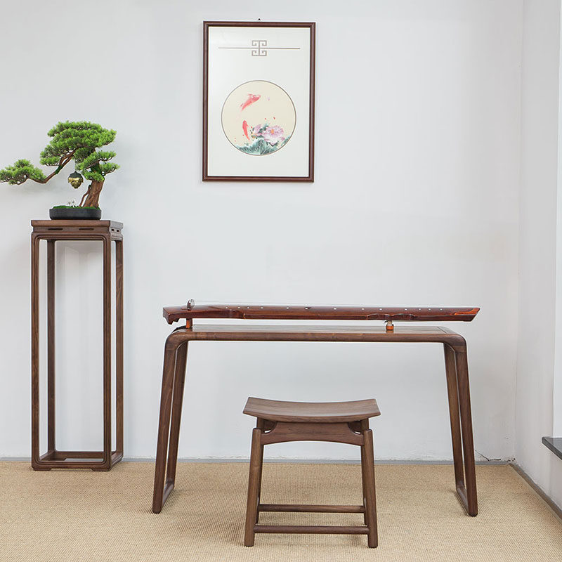黑胡桃木古琴桌凳共鸣琴桌实木书桌老榆木仿古矮新中式禅意书法桌,住宅家具,琴桌,淘宝优惠券,粉丝福利购,淘宝优惠卷