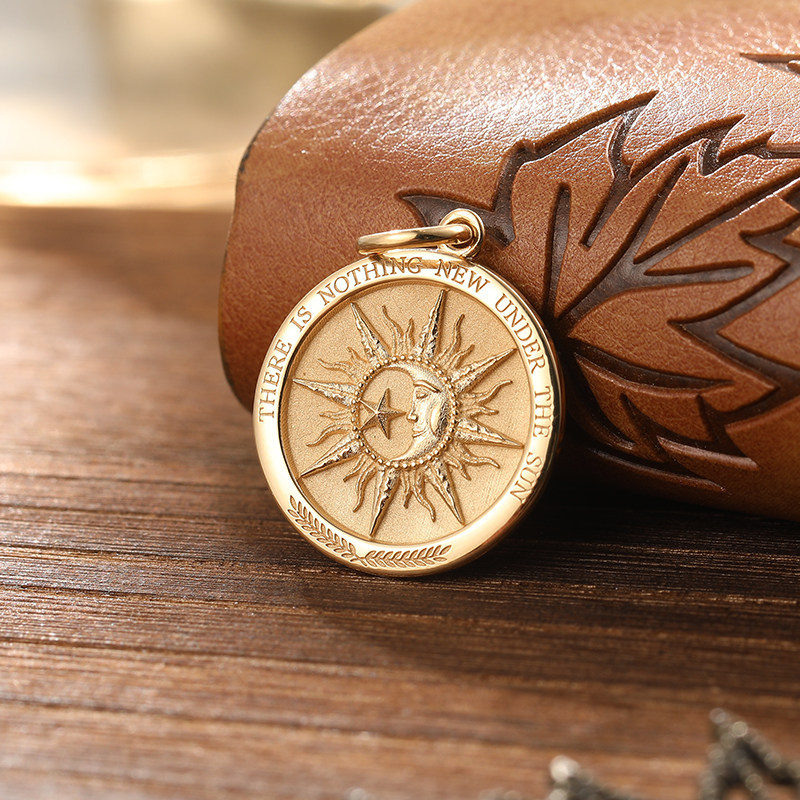 太阳底下没有新鲜事18K黄金吊坠玫瑰金白铂金原创设计男女款项链