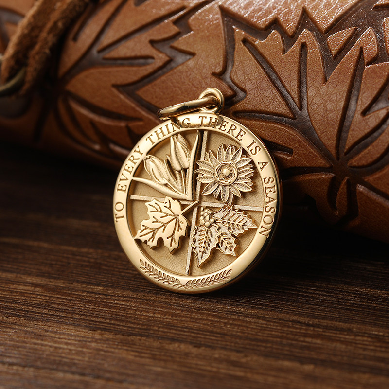 凡事皆有定期18K黄金吊坠玫瑰彩金白铂金原创设计男女款金牌项链