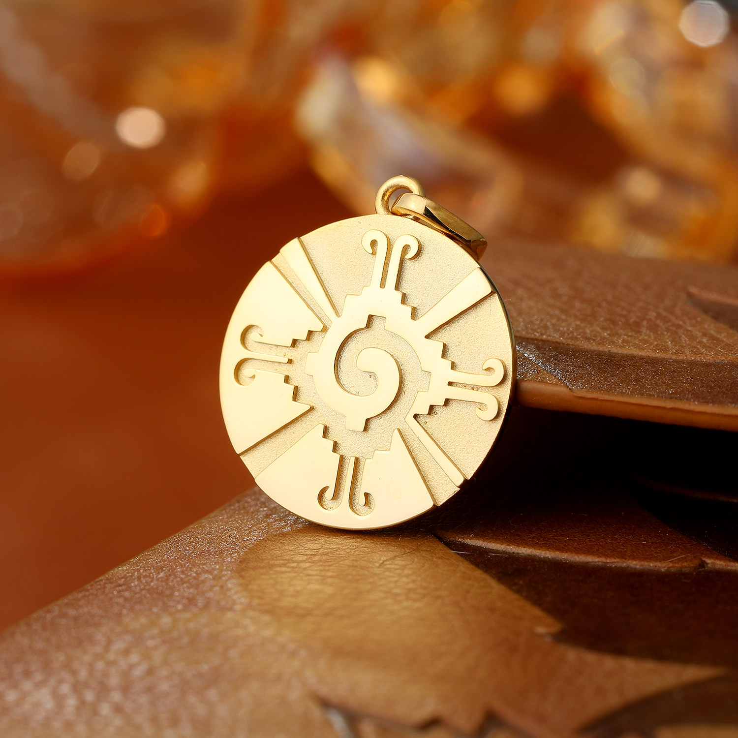 银河蝴蝶吊坠18K黄金铂金玫瑰金玛雅神秘图腾能量护符男女款项链