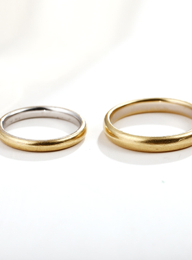Gold Wedding Ring磨合褪色情侣时光对戒18K黄金镀银戒指日本创意