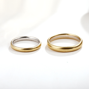 Gold Ring磨合褪色情侣时光对戒18K黄金镀银戒指日本创意 Wedding