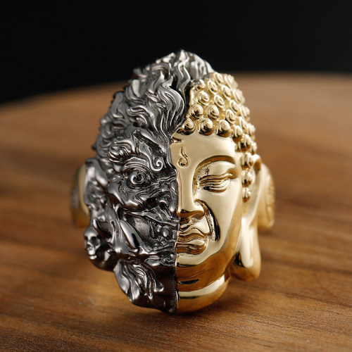 佛魔一念之间戒指纯金创意个性