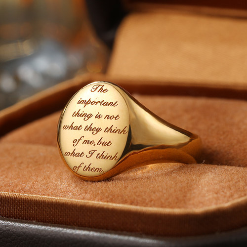 复古英文字母18K金创意图章戒指