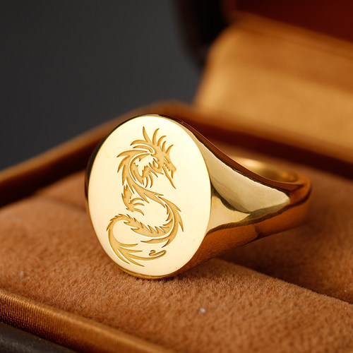 中国龙戒指18K黄金古风定做轻奢