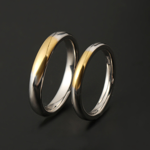 纯足金镀银时光褪色戒指日本设计师情侣对戒 Ring Gold Wedding