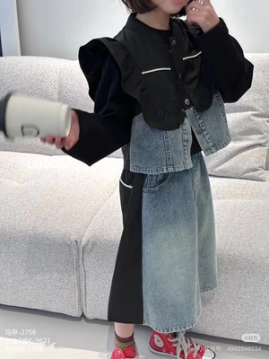 新 啦fu莱 春 牛仔背心套装 超洋气 2756