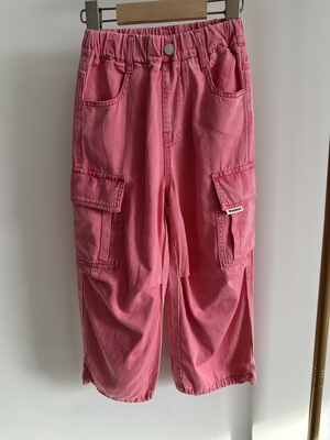 新款 欧bao粉色工装裤，可收脚，65101