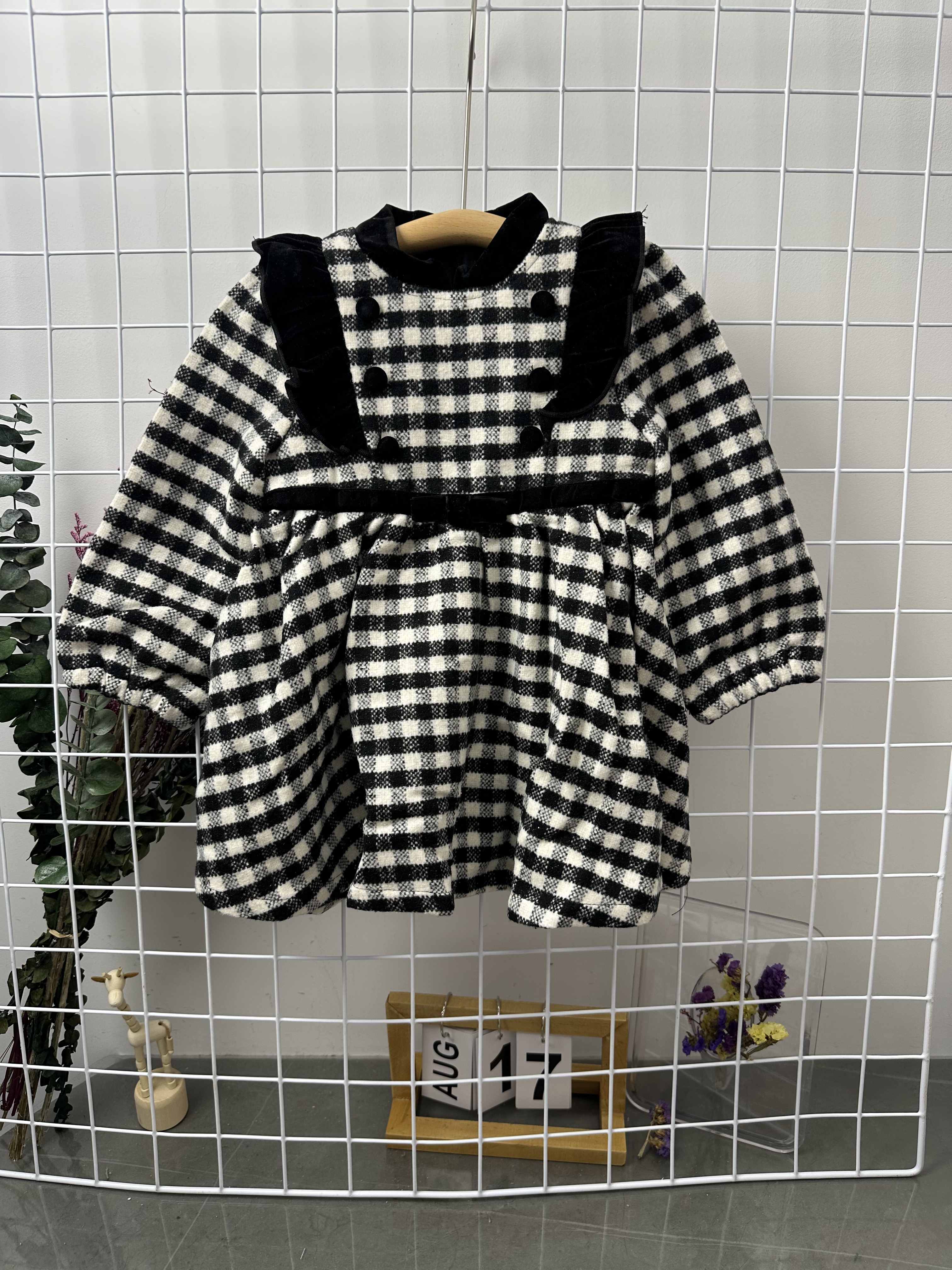 福利 维家小卡 黑白格小香连衣裙 单衬有厚度 729