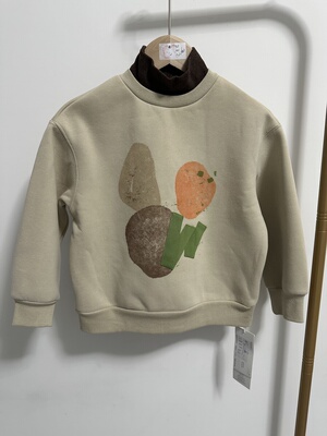 宝儿w杏色加绒假两件卫衣，码数足，0331