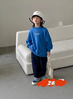 新款 欧bao 蓝色圆领卫衣，68087