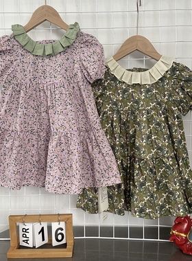0539高端童装大品家小九，女宝满印碎花连衣裙，棉布裙，码数足