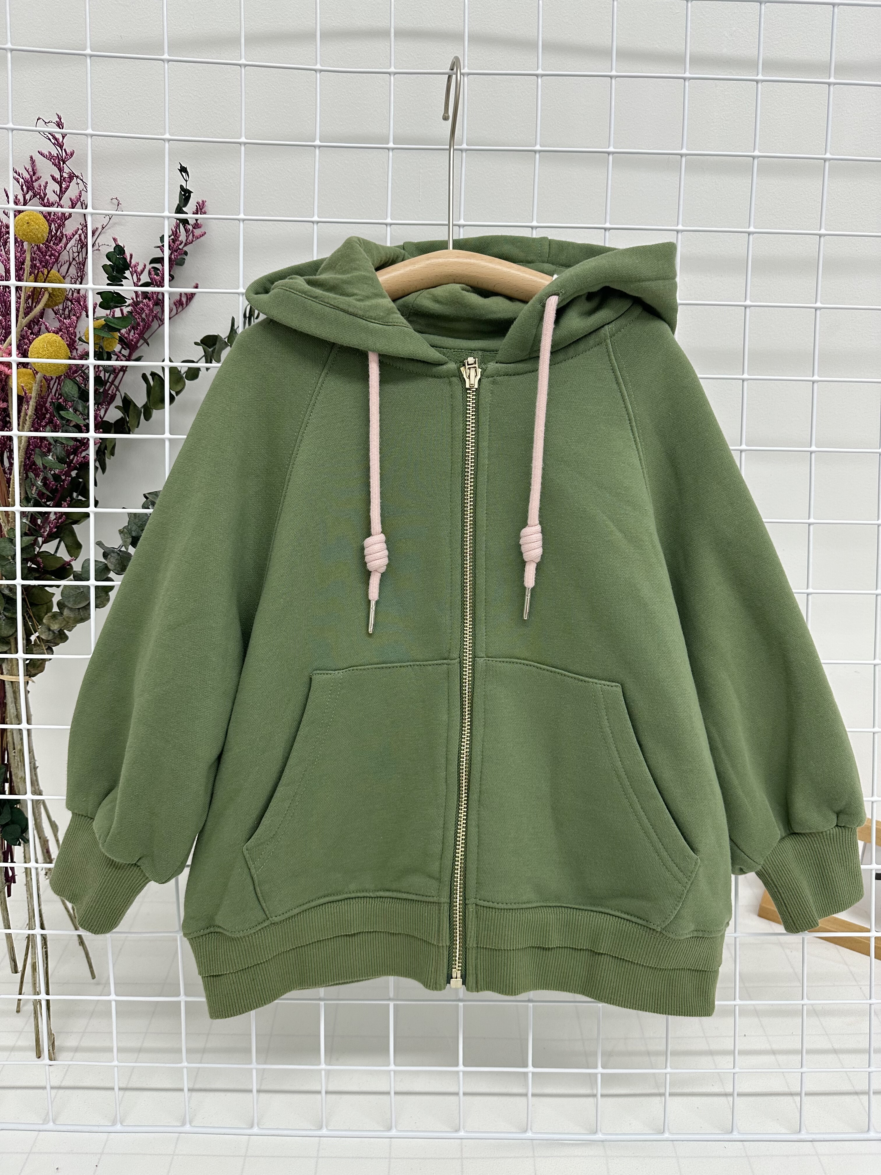 A柏家女宝 军绿色加绒外衣开衫外套