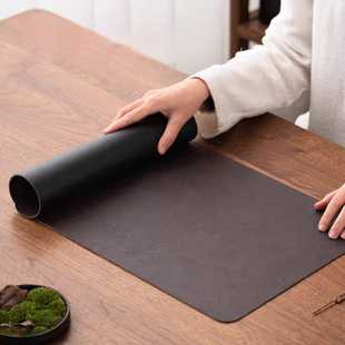 中式防水皮革茶席禅意现代简约皮质防水茶桌布家用桌旗干泡茶盘垫