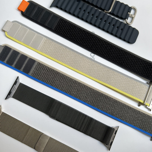 适用苹果applewatch S11/10 ultra3/49/46钛链式野径米兰海洋表带