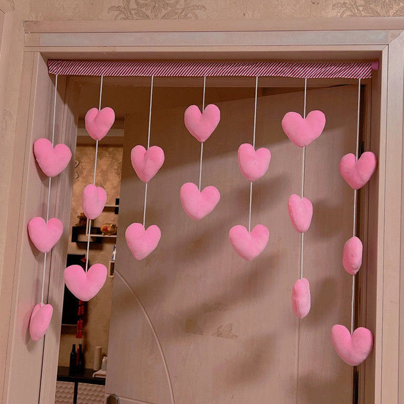 房门挂饰小门帘隔断吊帘线帘少女心韩式可爱粉色桃爱心免打孔挂件