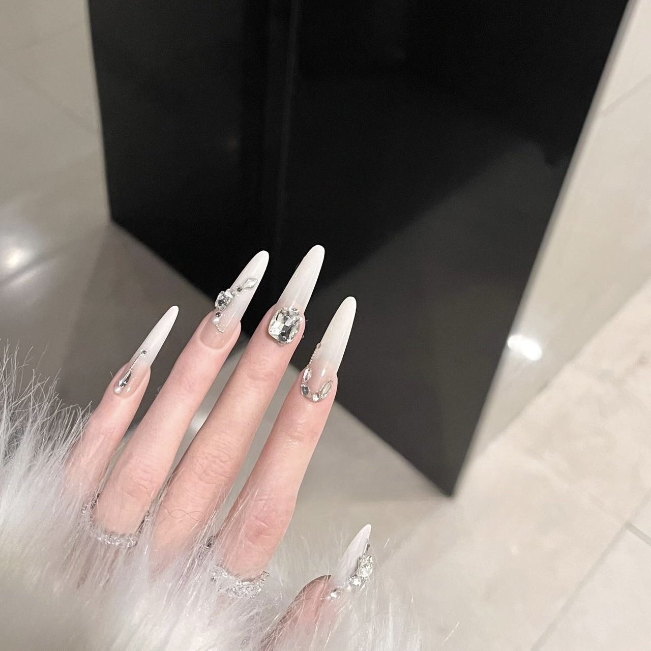 【奶油可可】奶fufu乳白渐变裸色拼钻富家千金感高级手工穿戴美甲,彩妆/香水/美妆工具,穿戴甲/甲片,淘宝优惠券,粉丝福利购,淘宝优惠卷