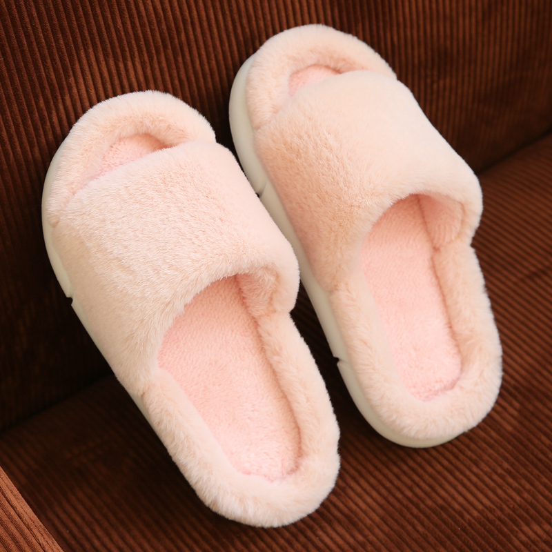 韩版踩屎感棉拖鞋女秋冬居家情侣一对家用防滑保暖毛绒时尚地板拖