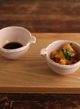 外贸原单出口日本日单日式粉色手绘做旧复古陶瓷酱色调料小碗味碟