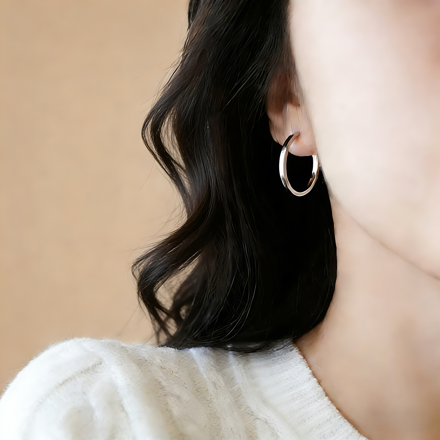 大耳圈耳环2025新款爆款素圈纯银针独特绝美女人味巨好看耳环耳饰