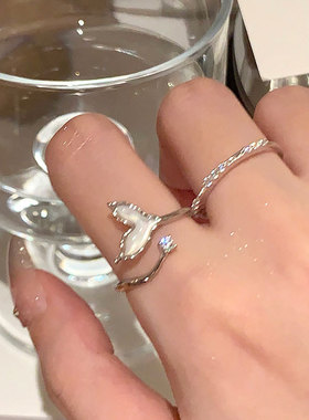 设计感精致锆石鱼尾开口戒指女小众轻奢优雅温柔时尚百搭指环戒子