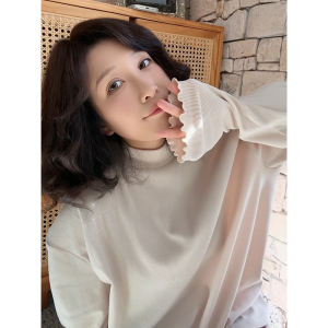 【花朵内搭】安妮森林半高领花朵木耳袖肌理感内搭上衣亲肤慵懒风