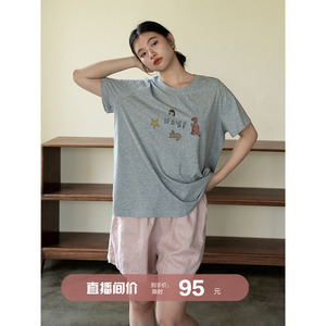 棉质针织休闲T设计师原创手绘安妮森林大码女装可爱透气百搭短袖