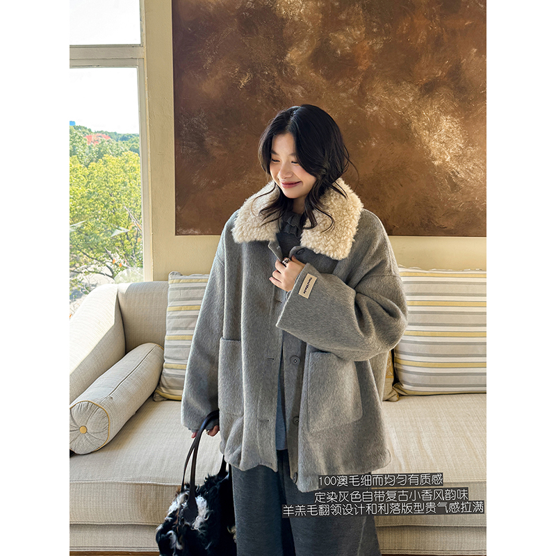 安妮森林翻领双面呢大衣外套