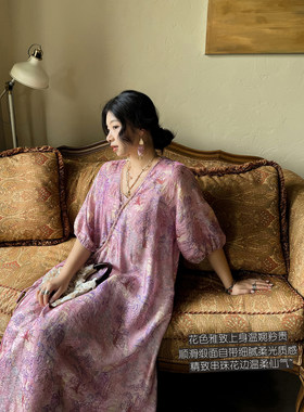 安妮森林人丝缎面优雅仙气连衣裙