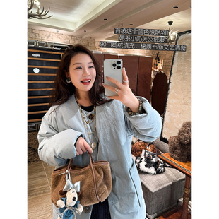 送帽子韩系小奶芙90白鹅绒高支水洗棉针织连帽文艺羽绒服安妮森林