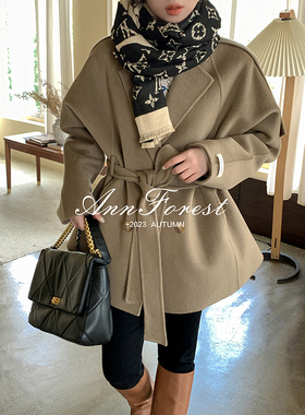 【莱卡大衣】安妮森林 100羊毛优雅宽松设计感双面呢大衣高级外套