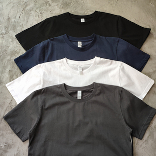 打底半袖 宽松男女小领口圆领美式 T恤纯棉黑白色夏季 240g重磅短袖