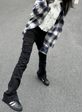 站在雾里小众cleanfit巨显瘦微喇CargoPants口袋工装机能vibe长裤