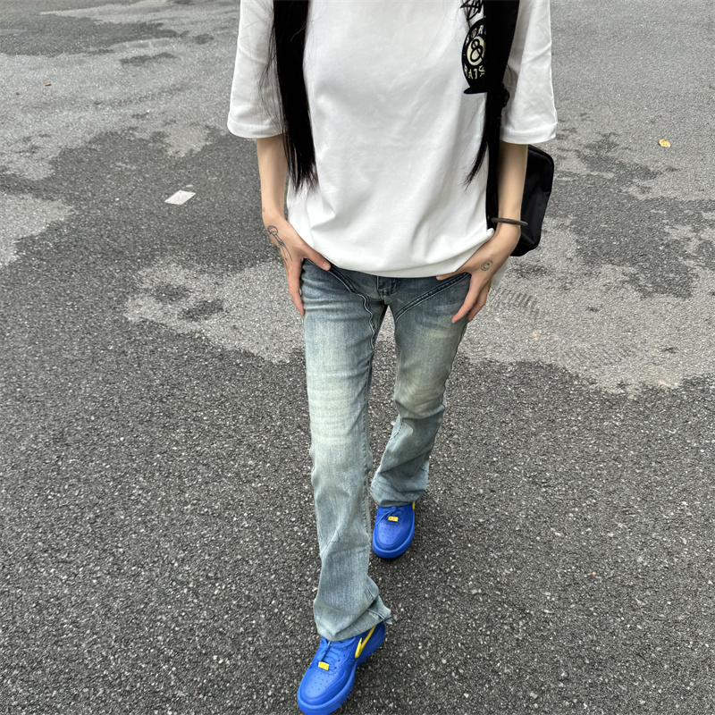 长裤美式直筒显瘦弹力牛仔裤