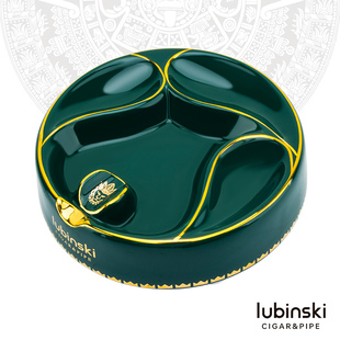 鲁宾斯基雪茄烟斗两用烟灰缸骨陶瓷时尚个性圆形灭烟器三斗架家用