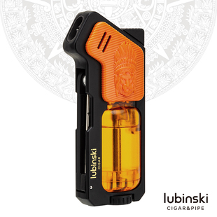 鲁宾斯基多功能雪茄打火机聚火蓝焰双直冲便携点烟器带通针打孔器