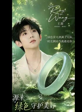 纯铜玻璃手镯 王源同款正版应援手镯猫眼石绿色新款送女友闺蜜礼