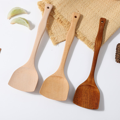 何适家居加厚弯柄锅铲木铲炒菜铲子不粘锅厨房用具厨具汤勺批发
