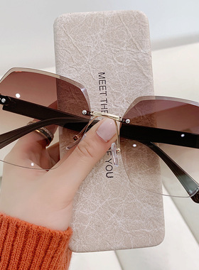 太阳镜女防紫外线无框 2024新款韩版网红直播ins大脸显瘦墨镜炫彩
