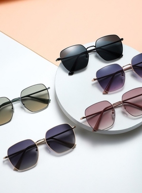 新款墨镜女高级感金属框太阳镜防紫外线眼镜男大脸开车太阳眼镜潮