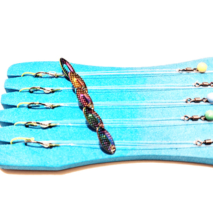 龙鳞天外飞旋转仙微物5.7*12mm叩甲虫双钩瓜子亮片钓组 5副