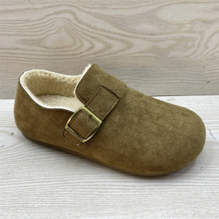 博肯鞋 绒面勃肯鞋 平底皮带扣加绒保暖一脚蹬毛毛鞋 新款 女 2025冬季