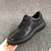 工厂新款 真皮头层牛皮系带厚底增高运动休闲舒适透气皮鞋 断码 男鞋