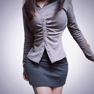 高级感拉满性感肉感修身显瘦职业裙套装收腰长袖衬衣上衣女jk纯欲