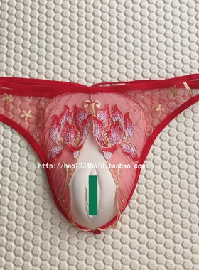 低腰紧身透cd变装仿真隐藏jj内裤性感男变女假阴三角裤男雌用品